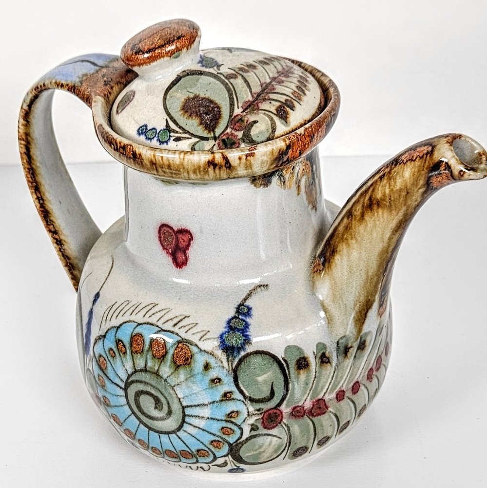 Ken Edwards signed El Palomar hand made Mexican Tea pot Rustic Pottery Decor